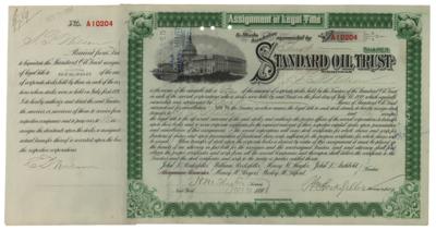 Lot #123 William Rockefeller and Henry M. Flagler Signed Stock Certificate