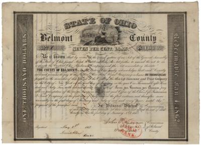Lot #477 State of Ohio, Belmont County 1852 Bond - Image 1