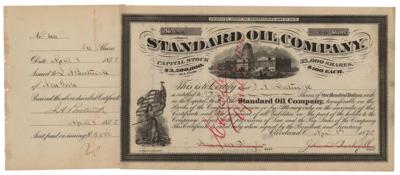 Lot #121 John D. Rockefeller and Henry M. Flagler Signed Stock Certificate