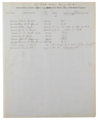 Lot #126 Cornelius Vanderbilt Twice-Signed Bond Ledger