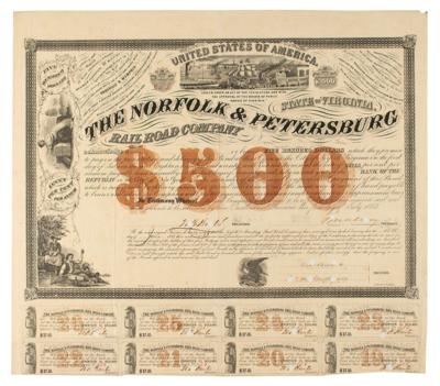 Lot #475 Norfolk and Petersburg Railroad Company Bond - Image 1