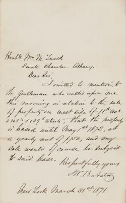 Lot #106 William B. Astor (3) Letters Signed to 'Boss' Tweed - Image 3
