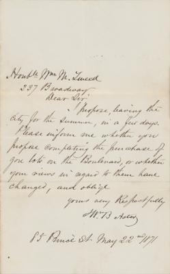 Lot #106 William B. Astor (3) Letters Signed to 'Boss' Tweed - Image 4
