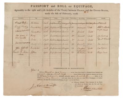 Lot #413 Treaty of Alliance United States Ship's Passport - Image 1