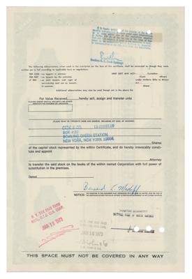 Lot #118 Bernie Madoff Signed Stock Certificate - Image 2
