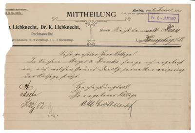 Lot #342 Karl Liebknecht Letter Signed
