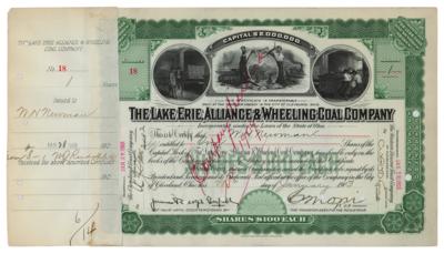 Lot #460 Lake Erie, Alliance & Wheeling Coal Company Stock Certificate - Image 1