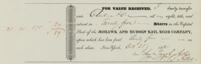 Lot #107 William B. Astor Signed Stock Transfer Receipt - Image 2