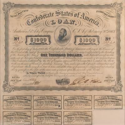 Lot #444 Confederate States of America 1863 Loan