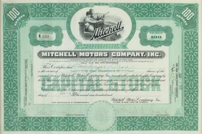 Lot #470 Mitchell Motors Company Stock Certificate - Image 2