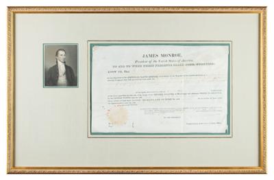 Lot #65 James Monroe Document Signed as President