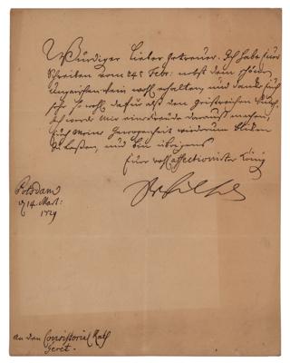 Lot #325 King Frederick William I of Prussia Letter Signed