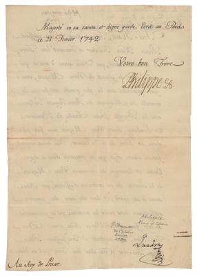 Lot #166 King Philip V of Spain Letter Signed - Image 2