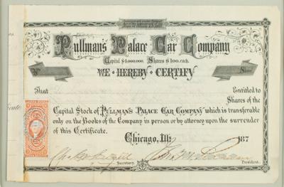 Lot #388 George Pullman Signed Stock Certificate - Image 2