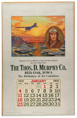 Lot #564 Richard E. Byrd 1931 Calendar