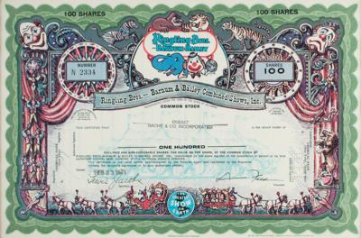 Lot #484 Ringling Bros. and Barnum & Bailey Circus Stock Certificate - Image 1