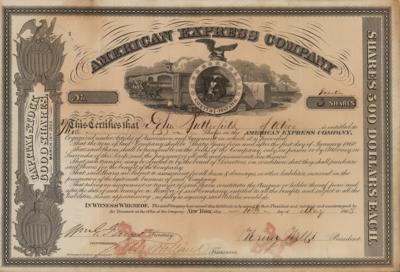 Lot #130 Henry Wells, William Fargo, and John Butterfield Signed Stock Certificate - Image 1
