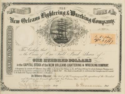 Lot #472 New Orleans Lightering and Wrecking Company Stock Certificate - Image 1