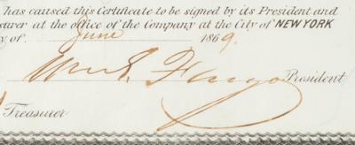 Lot #112 William Fargo Signed Stock Certificate - Image 3