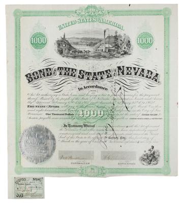 Lot #471 State of Nevada 1867 Bond