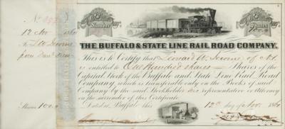 Lot #439 Buffalo and State Line Railroad Company Stock Certificate - Image 2