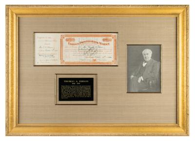 Lot #141 Thomas Edison Signed Stock Certificate