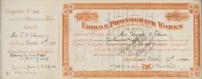 Lot #141 Thomas Edison Signed Stock Certificate - Image 2