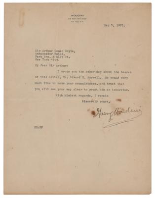 Lot #875 Harry Houdini Typed Letter Signed