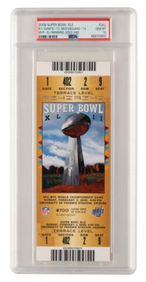 Lot #1022 Super Bowl XLII Full Ticket - PSA GEM MT