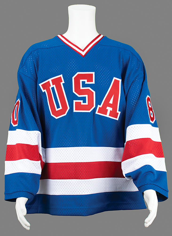 1980 Miracle On Ice Olympic Team Jersey Signed by (20) with Jim Craig,  Mike Eruzione, Rob McClanahan, Mark Johnson (Beckett)