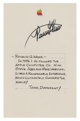 Lot #179 Apple: Ronald Wayne Autograph Quotation Signed - Image 1