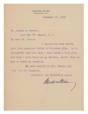 Lot #94 Woodrow Wilson Typed Letter Signed
