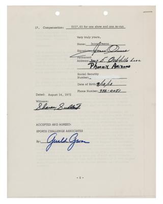Lot #1017 Jesse Owens Document Signed