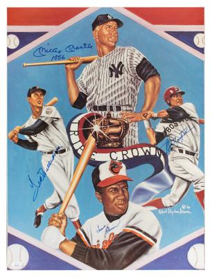 Lot #1023 Triple Crown: Mantle, Williams, Yastrzemski, and Robinson Signed Poster - Image 1