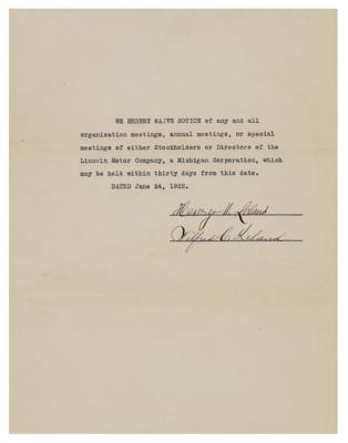 Lot #341 Henry M. Leland Document Signed