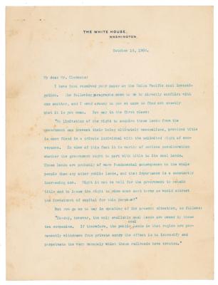 Lot #7 Theodore Roosevelt Typed Letter Signed as President