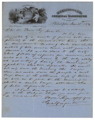 Lot #233 George Washington Carpenter Autograph Letter Signed - Image 1