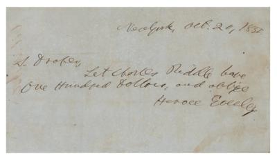 Lot #289 Horace Greeley Autograph Note Signed - Image 1