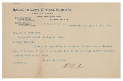Lot #347 Henry Lomb Typed Letter Signed