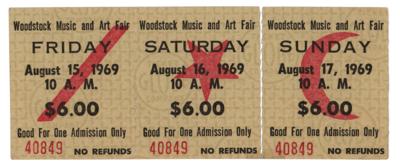 Lot #854 Woodstock Three-Day Admission Ticket