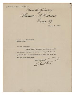 Lot #142 Thomas Edison Typed Letter Signed