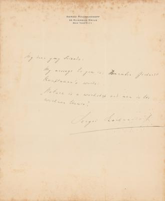 Lot #705 Sergei Rachmaninoff Autograph Letter Signed
