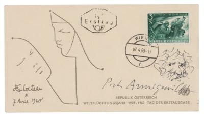 Lot #619 Pietro Annigoni Signed Cover with Sketch - Image 1