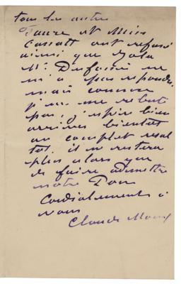 Lot #611 Claude Monet Autograph Letter Signed - Image 2