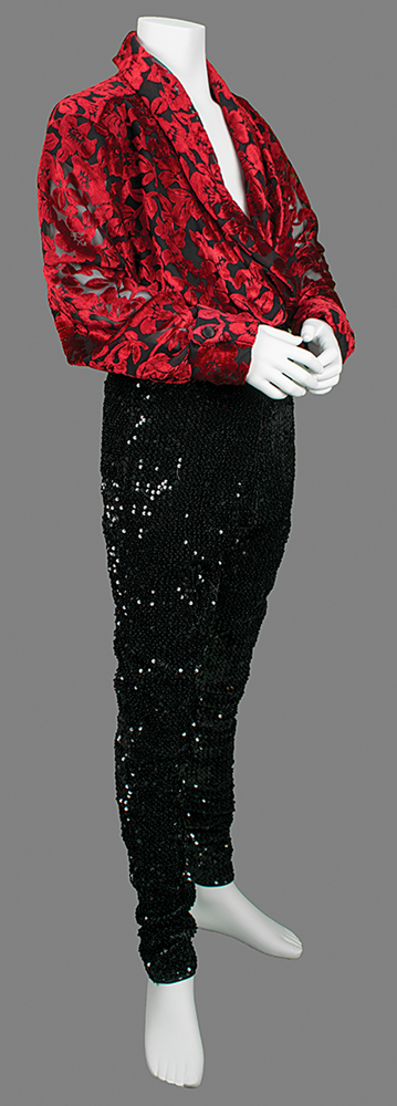 Lot #779 Prince's Personally-Worn Red Velvet and Black Sequin Outfit