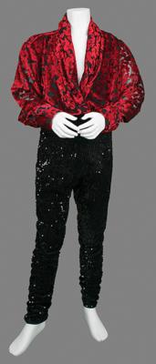 Lot #779 Prince's Personally-Worn Red Velvet and Black Sequin Outfit - Image 3