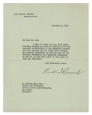 Lot #8 Franklin D. Roosevelt Typed Letter Signed as President