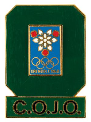 Lot #6081 Grenoble 1968 Winter Olympics Organizing Committee Badge - Image 1