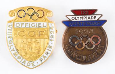 Lot #6022 Paris and Amsterdam 1924 and 1928 Summer Olympics (2) Competitor Badges