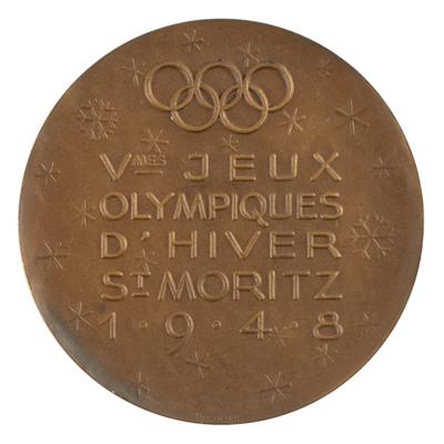 Lot #6049 St. Moritz 1948 Winter Olympics Bronze Participation Medal - Image 2